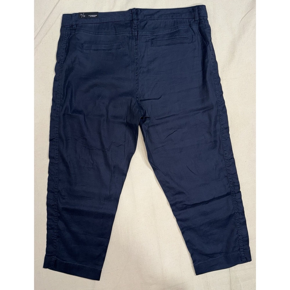 NWT Liverpool Los Angeles Cropped Pants Navy Blue Casual Trousers Size 14 Office